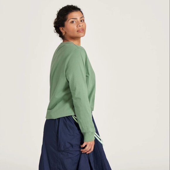 Allbirds NEW NWT Womens XS Green Cotton Long Sleeve Tee T Shirt Hazy Cargo - Picture 2 of 8